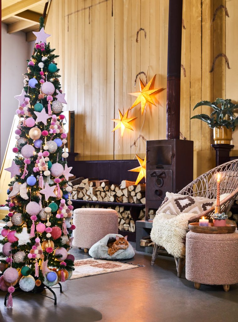 kerstboom styling pastel roze goud